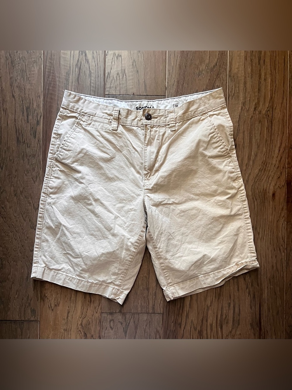 Sonoma Goods for Life cream cotton shorts Mend Size 34 Beige Khaki Chino Shorts